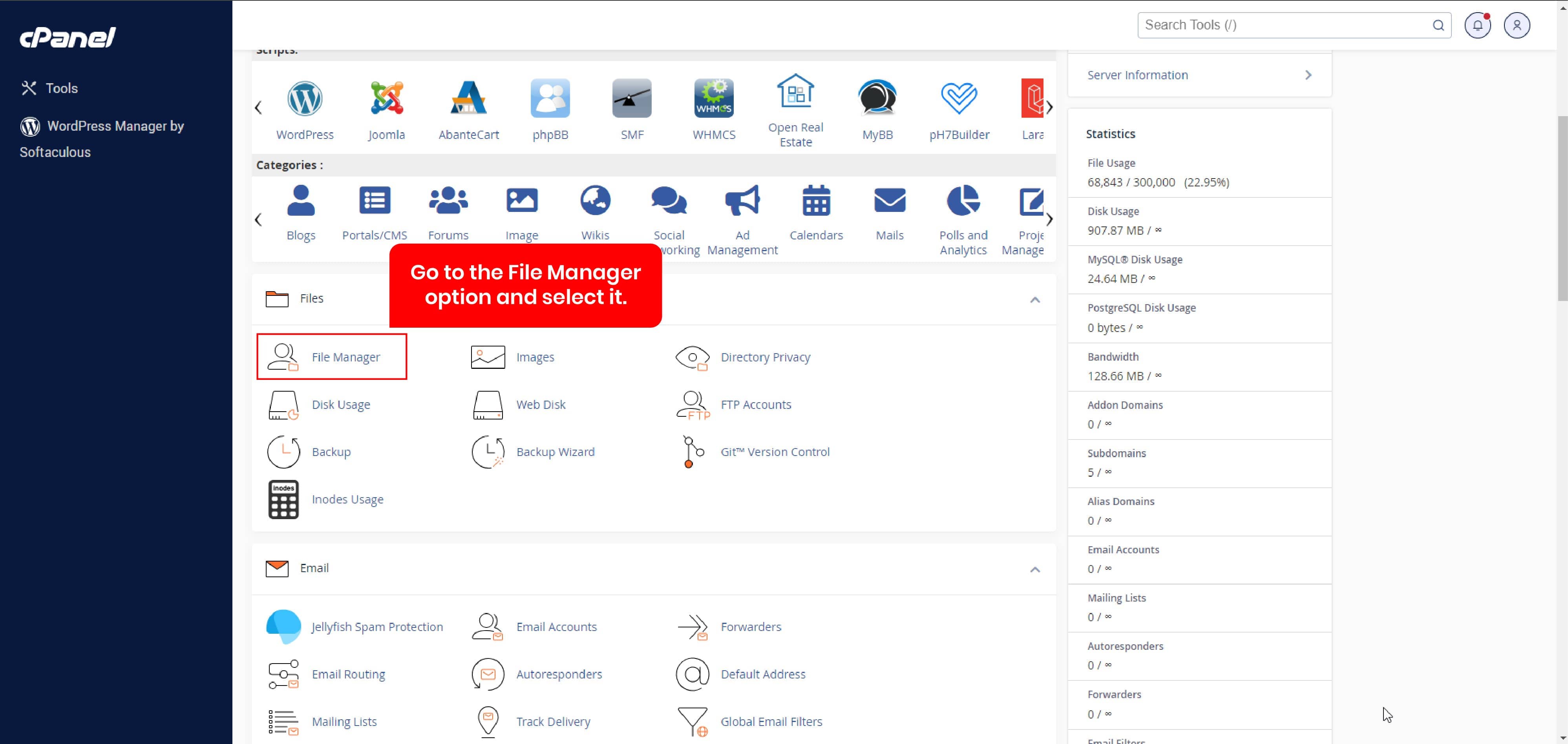 Open File Manager in cPanel