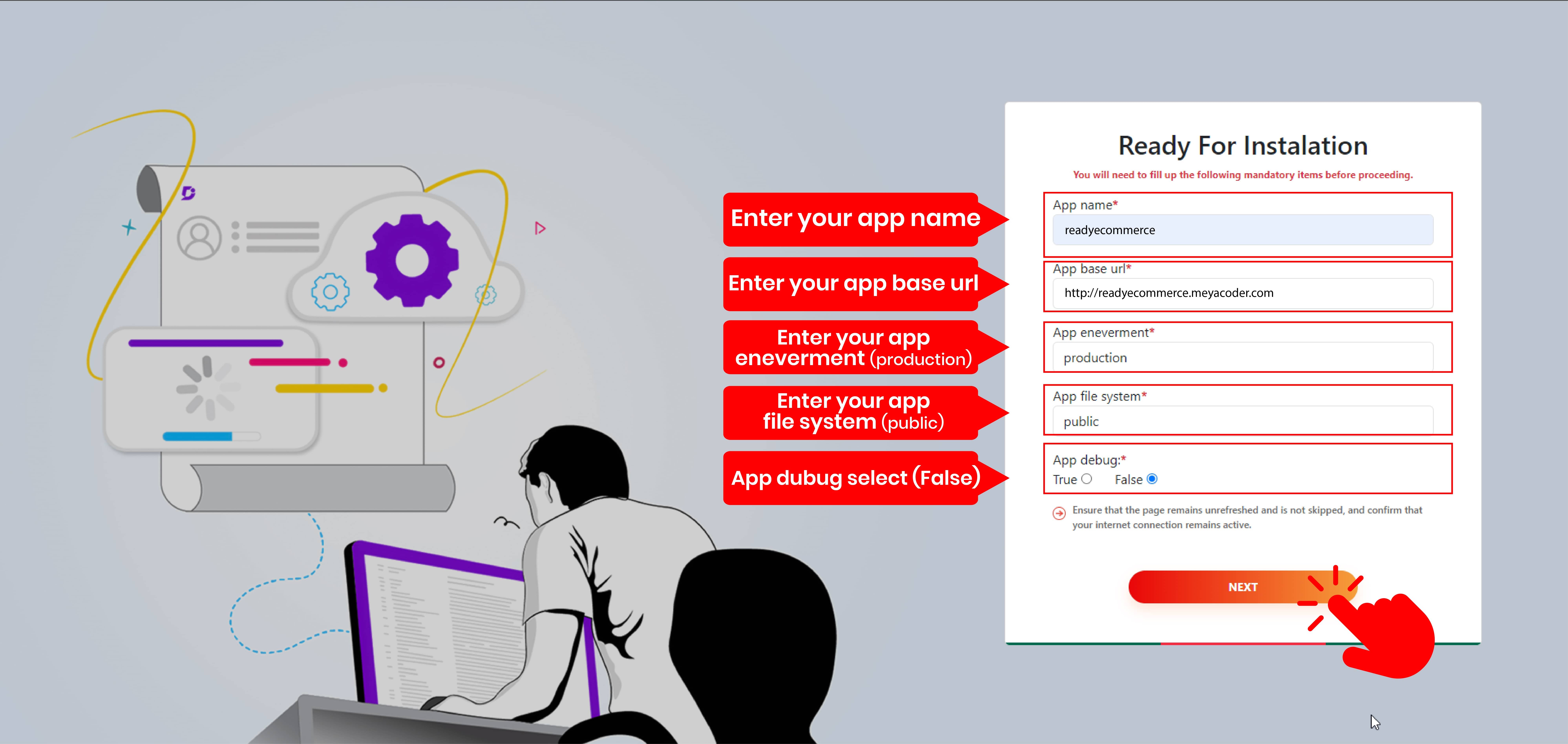 Ready eCommerce Bundle application configuration fields